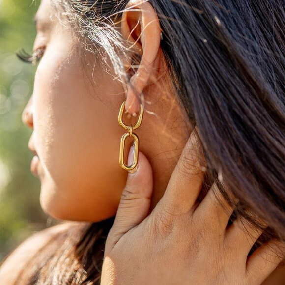 Statement Huggie Earrings | 18K Gold PVD | Waterproof & Hypoallergenic Luxury - Picture 2 of 4